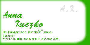 anna kuczko business card